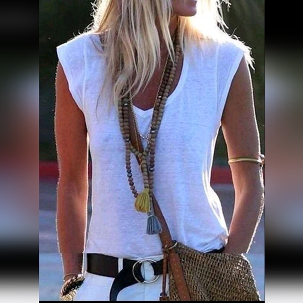 NWT White Vneck Batwing Shein Tank Top - Picture 3 of 9